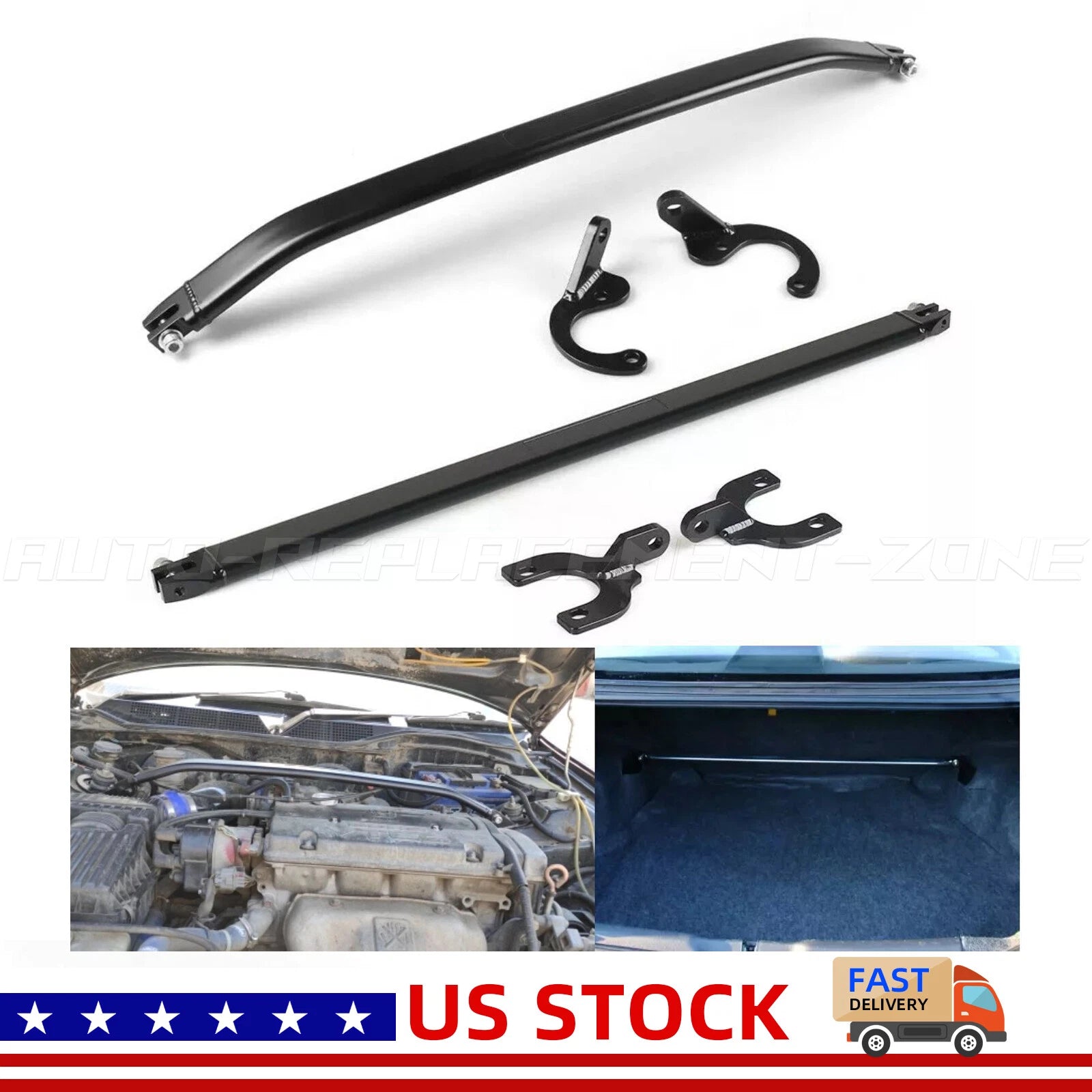 Front & Rear Strut Bar for Honda Civic EG EK (1992–2000) & Del Sol (1993–1997) & Integra DC2 (1994–2001)