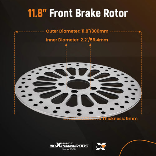 1 Pair Front Brake Rotor Disc for Harley Dyna (2007–2017) - Stainless Steel