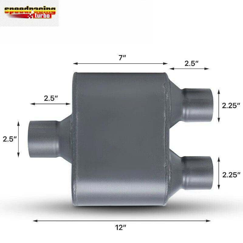 2.5" Inlet/Dual 2.25" Outlet Stainless Steel 409 Exhaust Muffler for