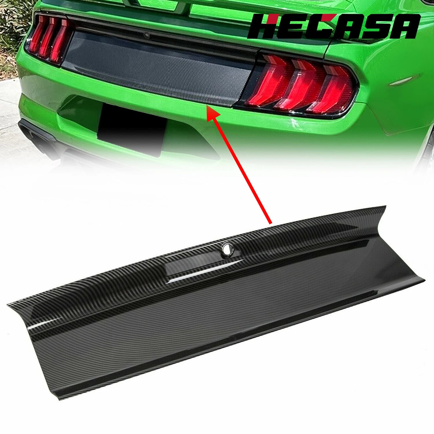 Carbon Fiber Look Trunk Decklid Panel Trim Cover for Ford Mustang (2015–2023)