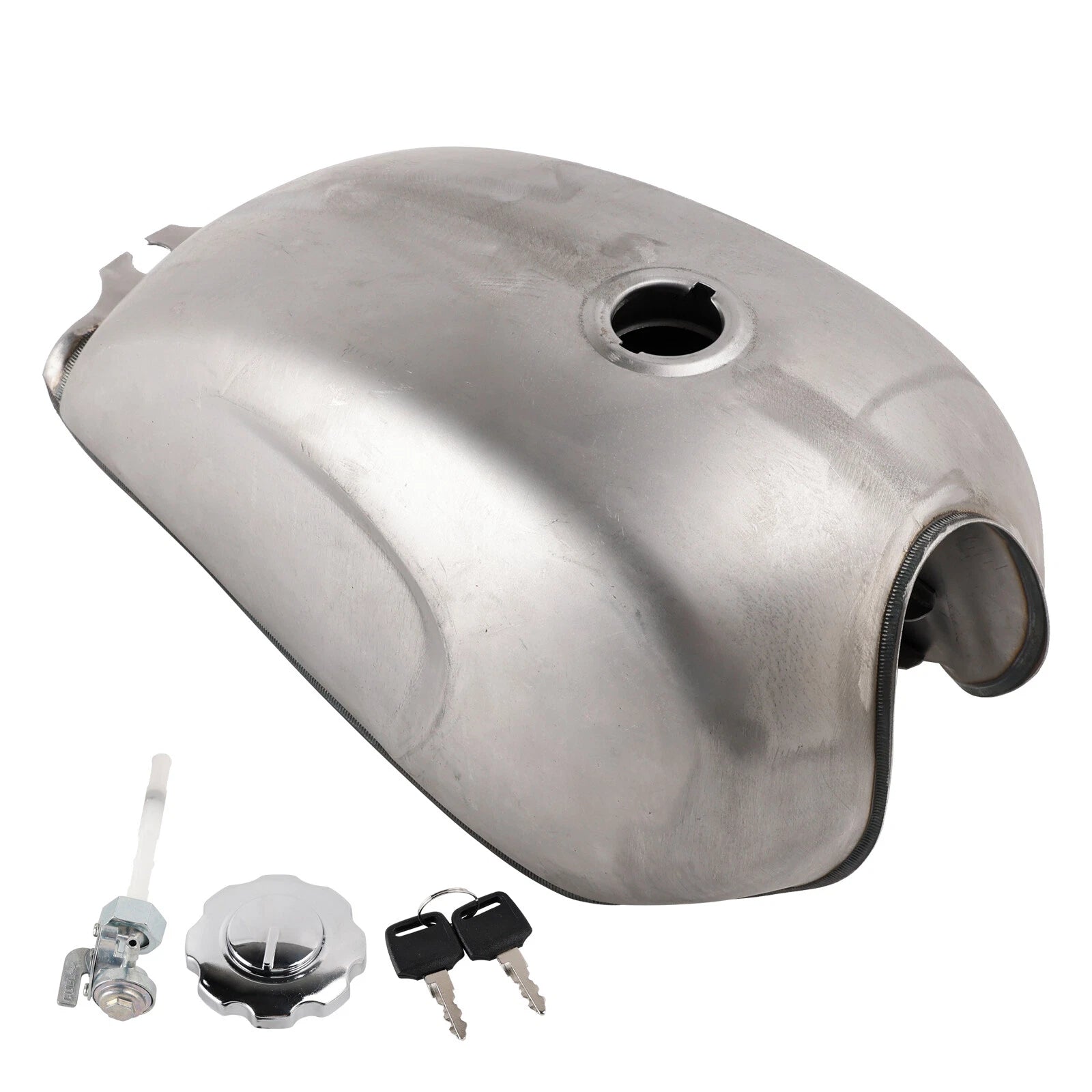 9L Gas Tank for Cafe Racer (Raw Steel, Unpainted)