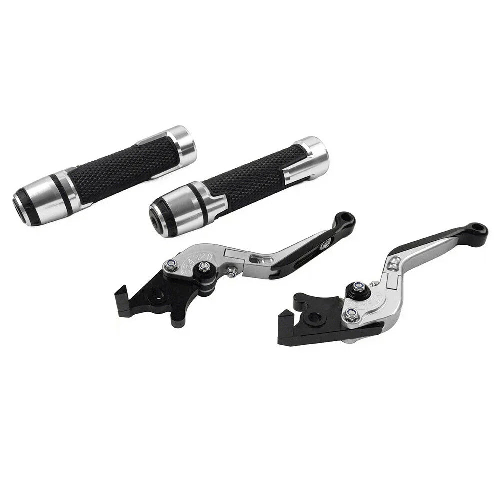 Silver Brake Clutch Lever Handlebar Grip Set for Yamaha MT-15, XSR155