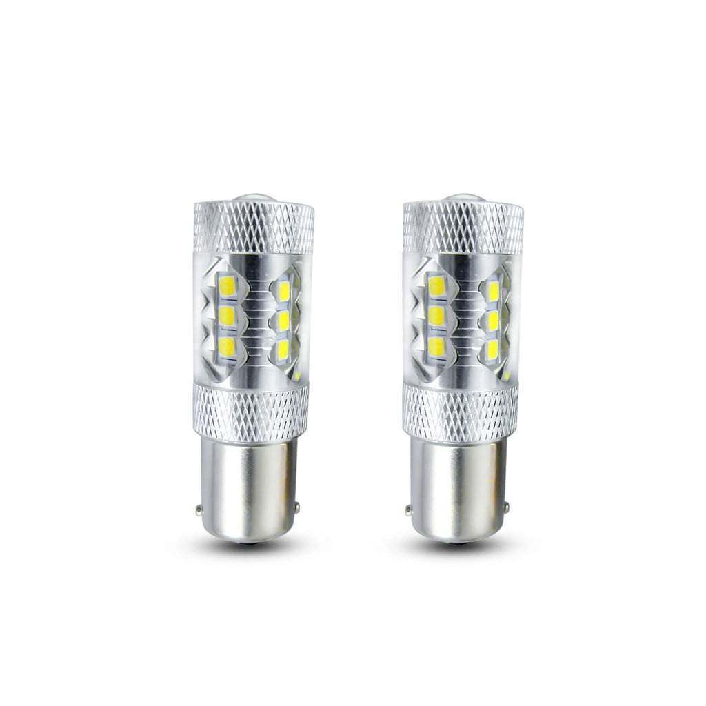 2x Red 80W 1156 BA15S LED Bulbs for Tail Turn Signal Backup (2018-2024)