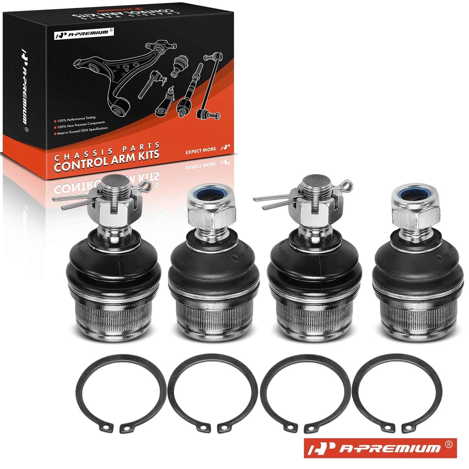 Set of 4 Front Lower & Upper Suspension Ball Joints for Chevy K5 Blazer