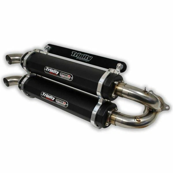 Trinity Black Stage 5 Dual Slip On Exhaust Pipe for Polaris RZR XP Turbo (2014–2023)