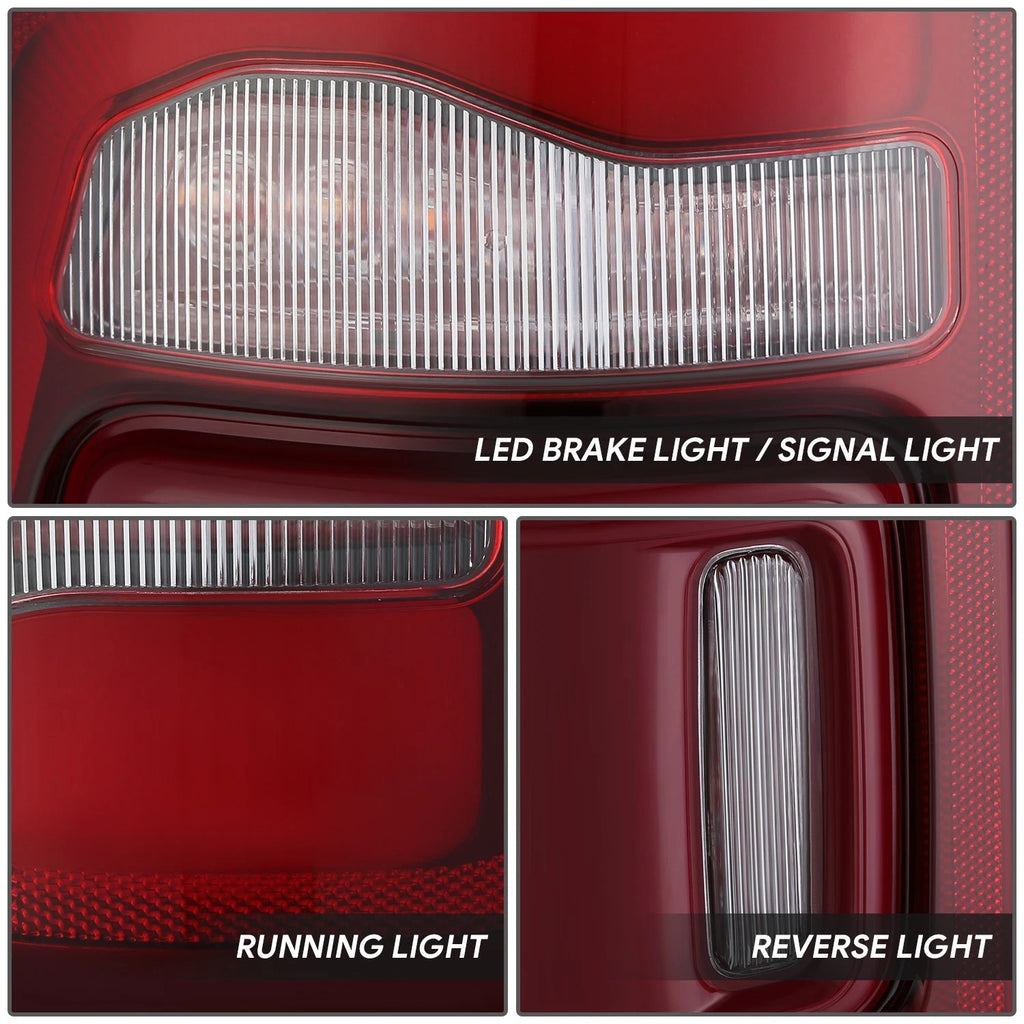 Chrome Red LED Driver Left Tail Light Assembly for Ram 1500 (2019–2024)