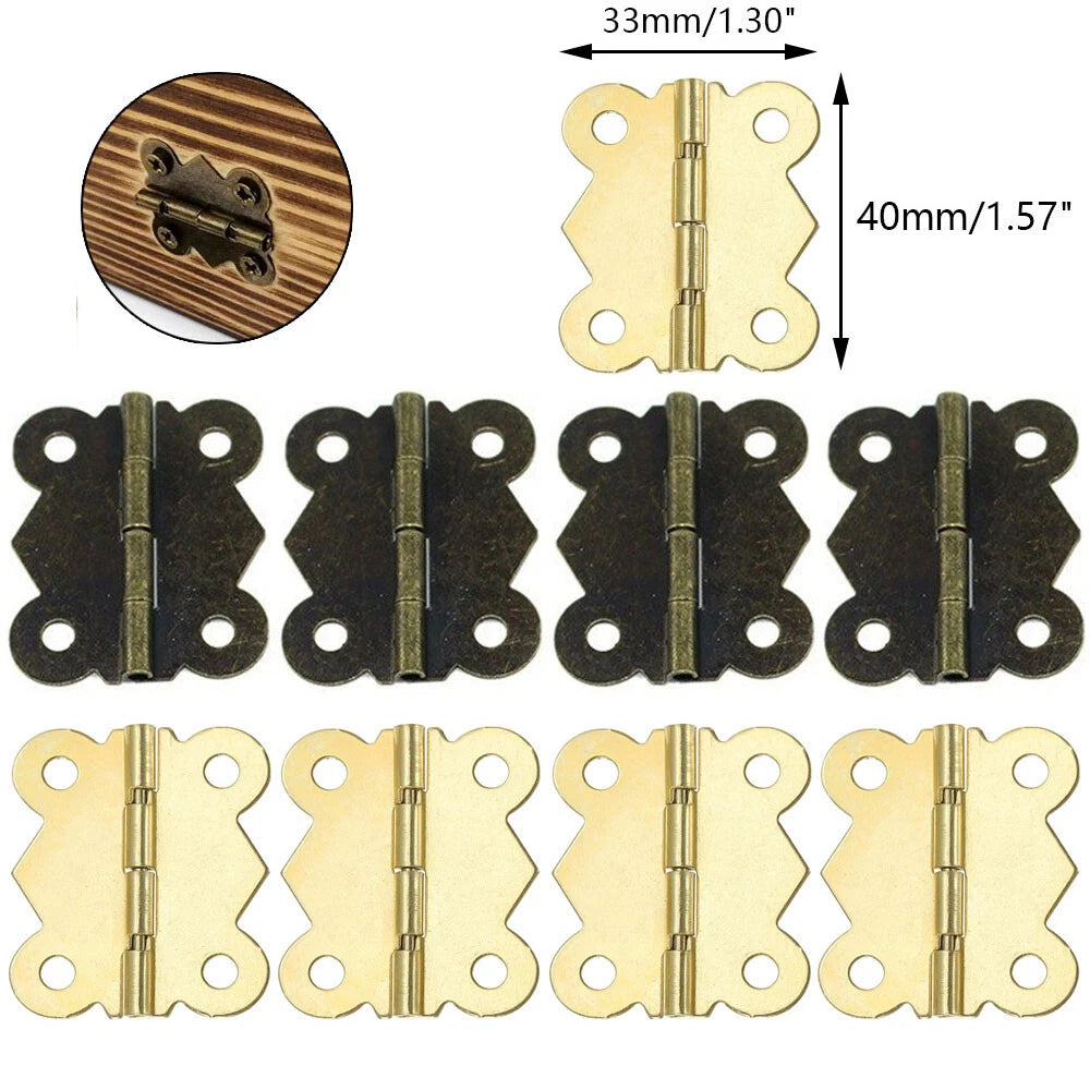 10x Butterfly Hinge for Vintage Jewelry Box (33mm x 40mm)