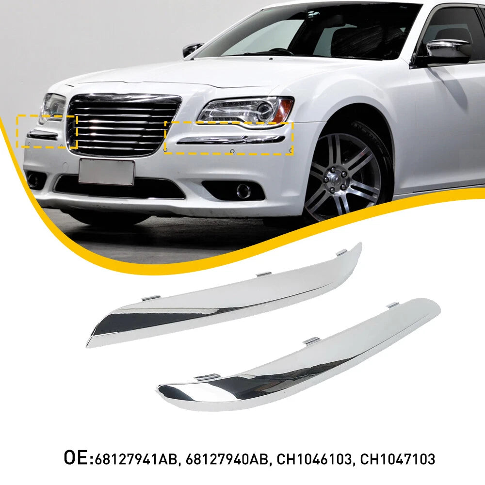 Set of 2 Chrome Front Bumper Moldings for Chrysler 300 (2011–2014)