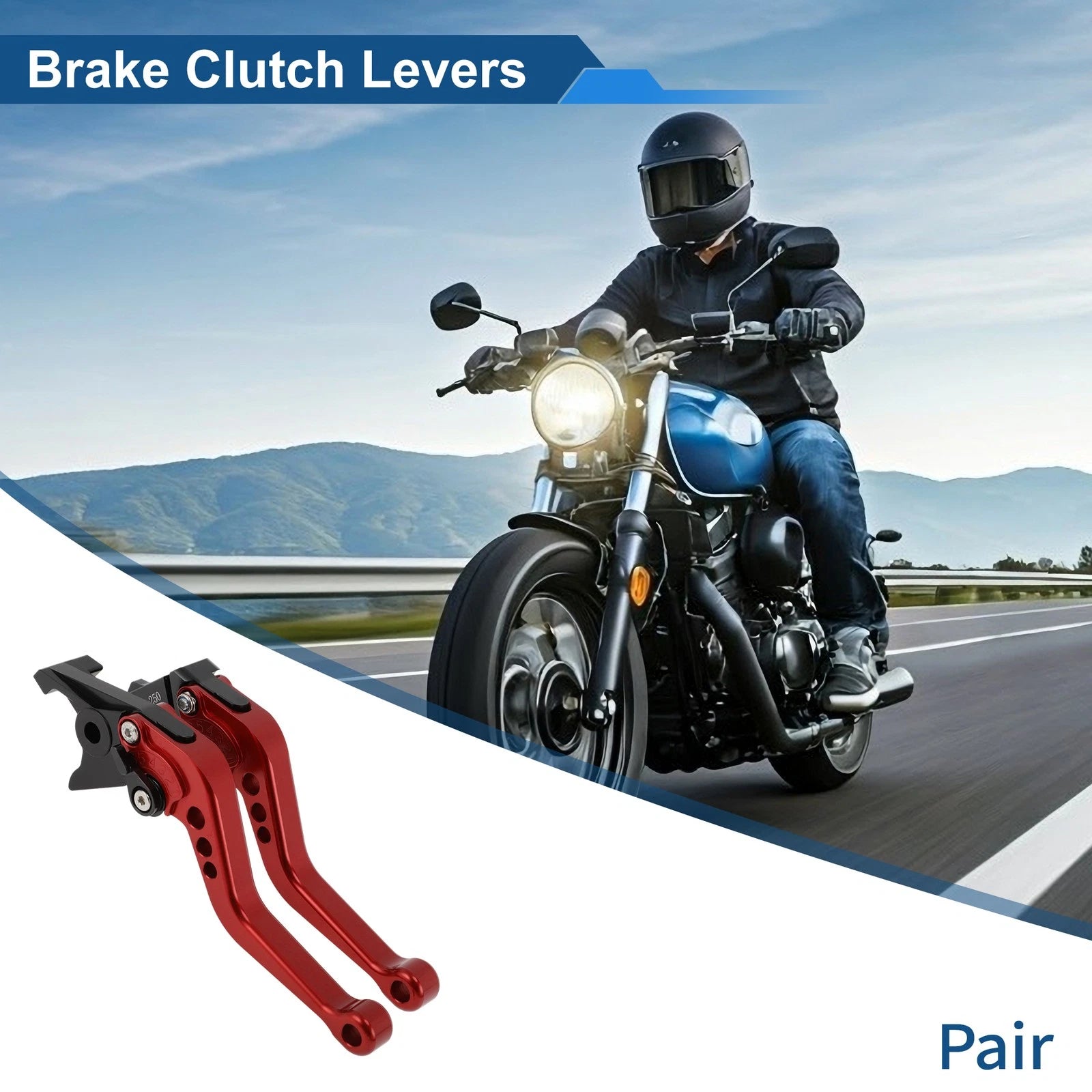 Adjustable Short Brake Clutch Lever Set for Honda Fury/VTX1300CX (2009–2018) Red