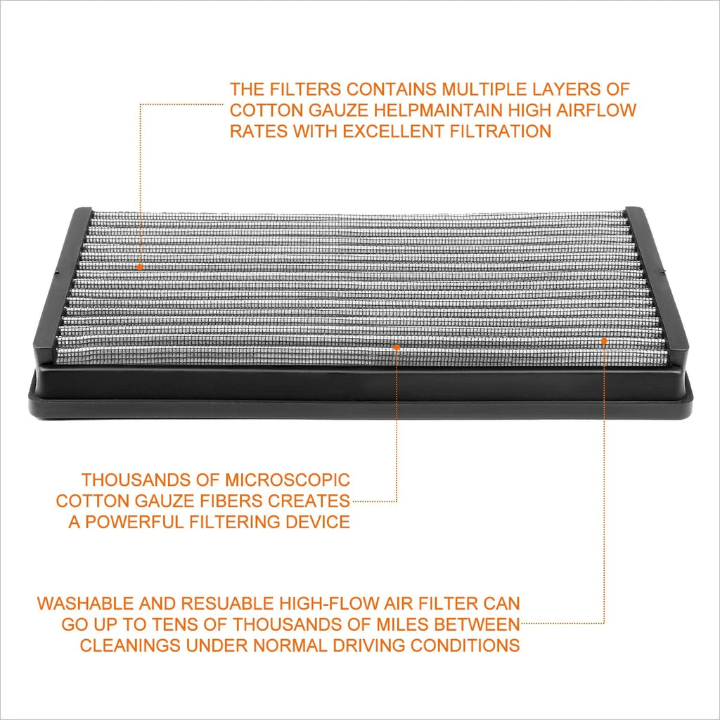 Reusable multilayer hi-flow drop-in air filter for Ford Focus (2000–2004)