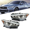 Set of 2 Chrome LED Headlight Headlamps for Infiniti Q50 (2014â2017)