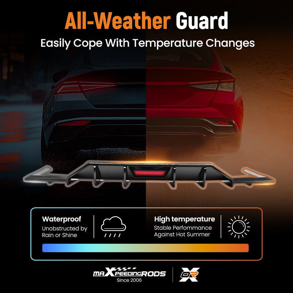 Black PP Sport Kit Rear Extension Diffuser Lip for Hyundai Elantra (2021–2023)