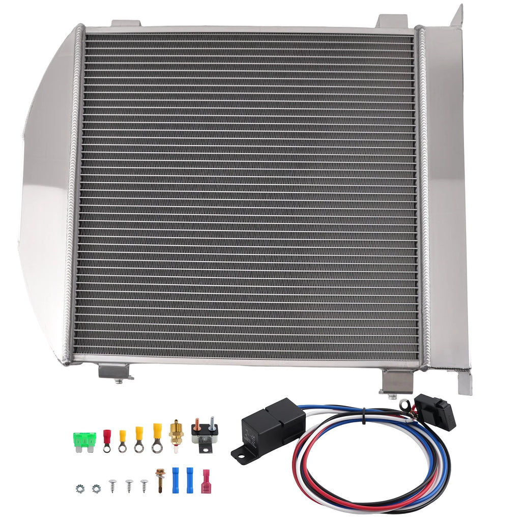 Aluminum 3Row Radiator Shroud Fan for Ford Hot Rod Chevy 350 V8 (1932) CC1009