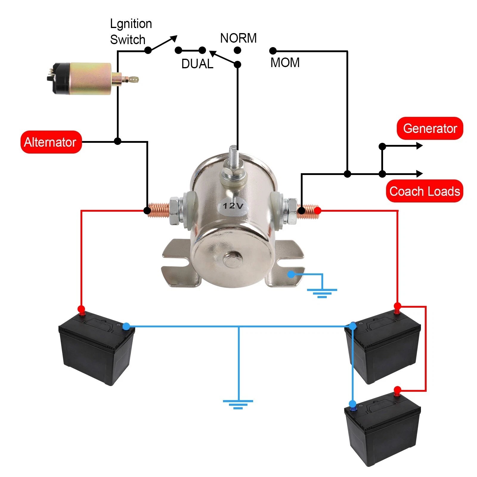 Heavy Duty 200A Solenoid Relay for Winch Marine (12V)