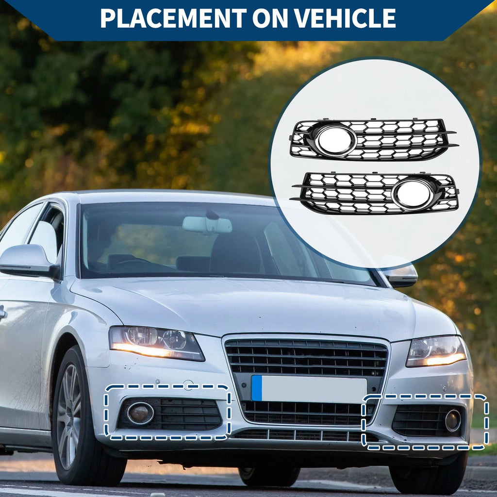 1 Pair Front Fog Light Grill for Audi A3 (2009–2012) No. 8P0807682K/8P0807681AF