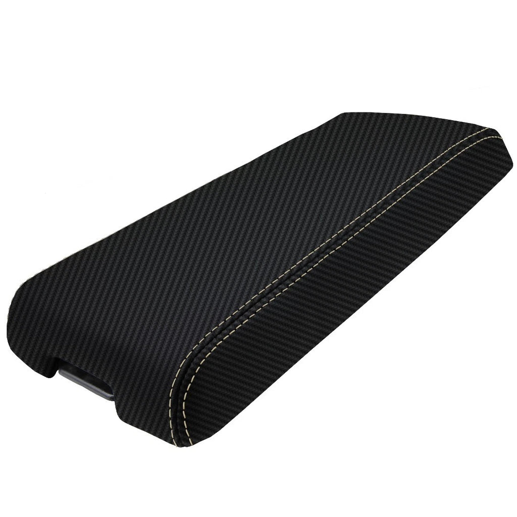 Console Armrest Cover for Jeep Liberty (2008–2013) Carbon Fiber Beige Stitch