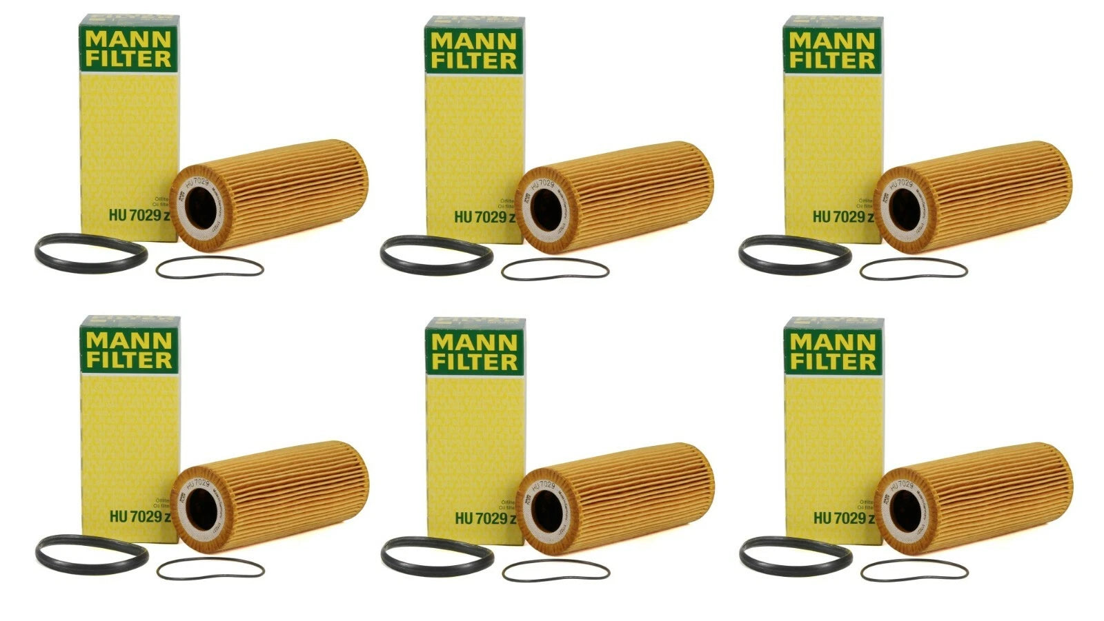 Set of 6 Engine Oil Filters for VW Touareg, Porsche Cayenne, Audi A4 (Mann HU7029z)