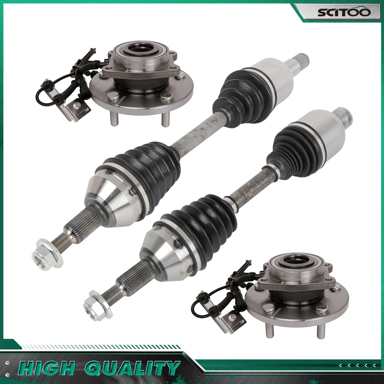 Front CV Axle Shaft + Wheel Hub Bearing for Dodge Grand Caravan (2008–2020)