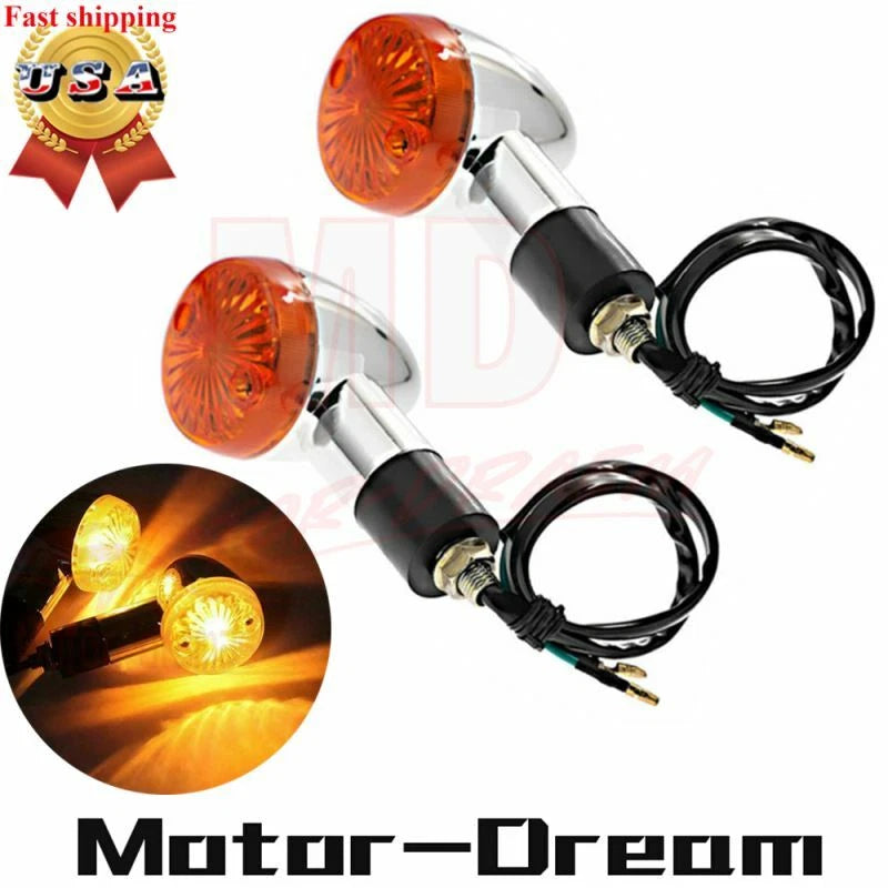 2X Chrome Bullet Lamp Turn Signal Blinker Lights for Motorcycle