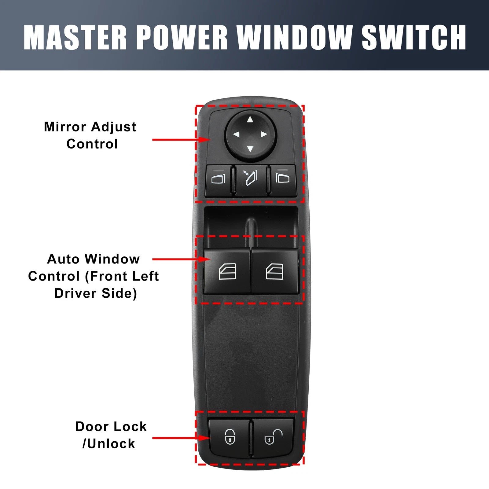 Power Window Switch A1698206510 for Mercedes W169 W245 A200 A180 (2004–2012)