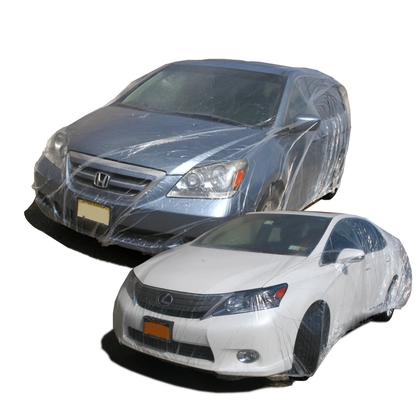 5 Pack Disposable Clear Plastic Car Covers for Auto Vehicle (Garage Use)