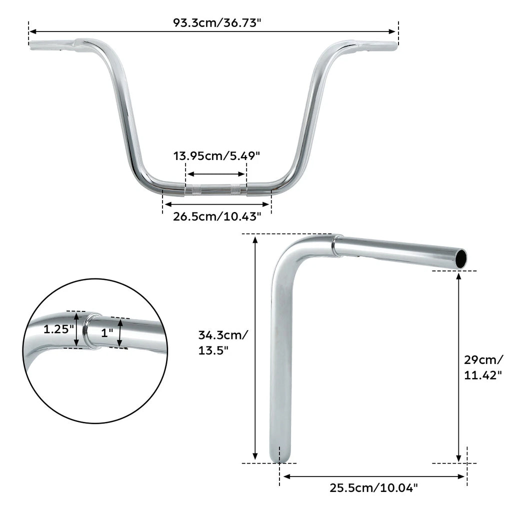 1 1/4" Ape Hanger Handlebar for Harley Sportster FLST FXST (Fits 14" Rise)