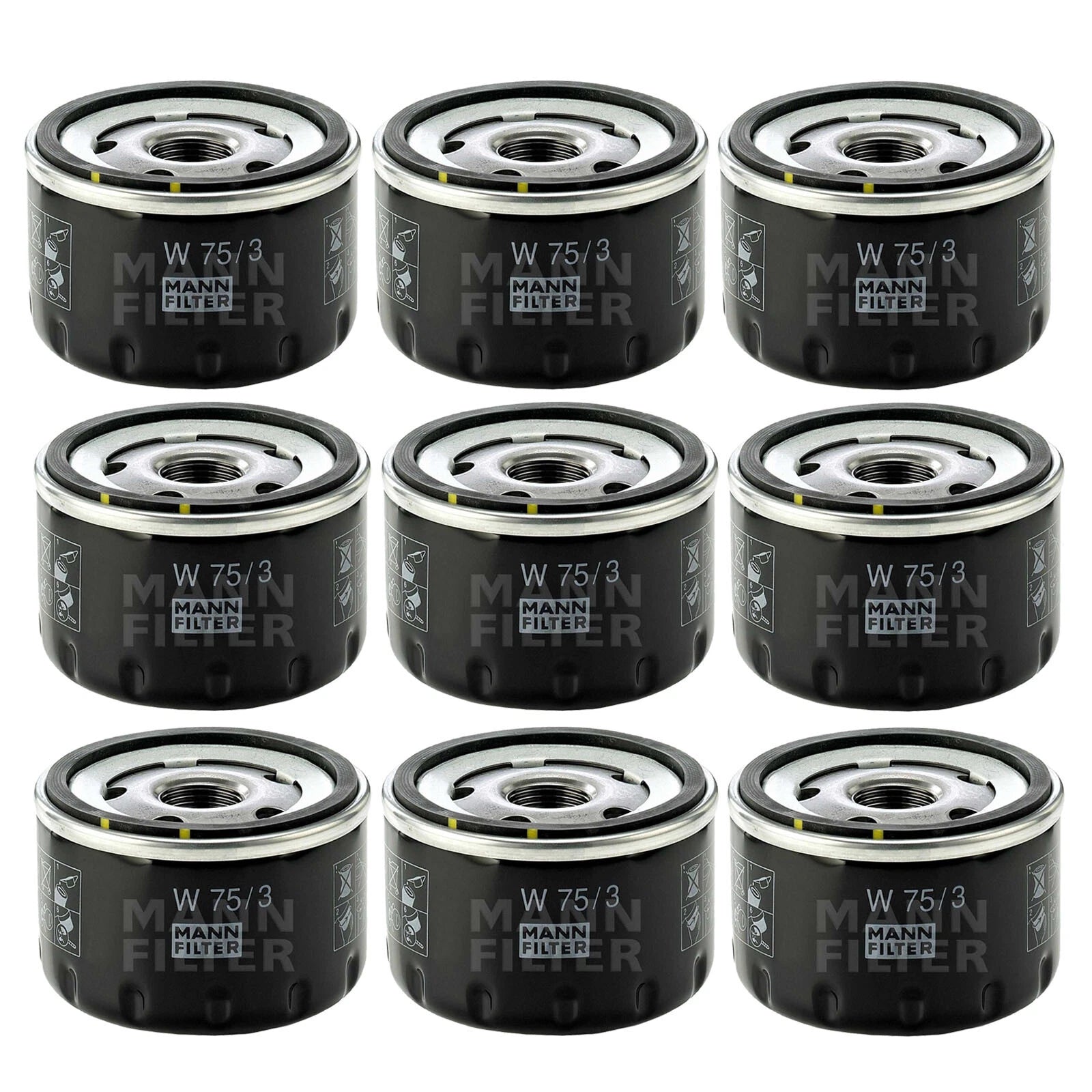 Set of 9 Engine Oil Filters W 75/3 for Ford GM Nissan Mazda Suzuki
