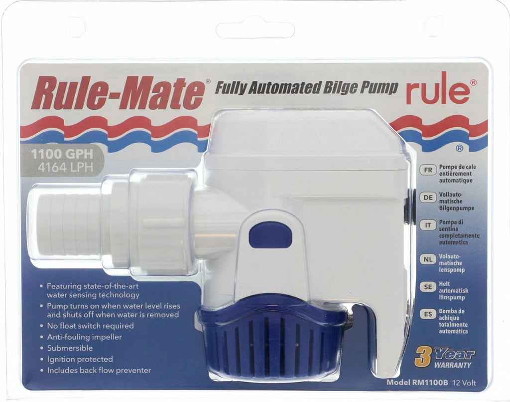 RULE-MATE Automatic Bilge Pump 1100 GPH for 2020 (RM1100B, RWB826)