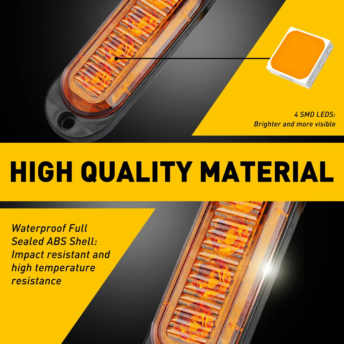 Set of 4 LED Marker Side Amber Lights for Trailer