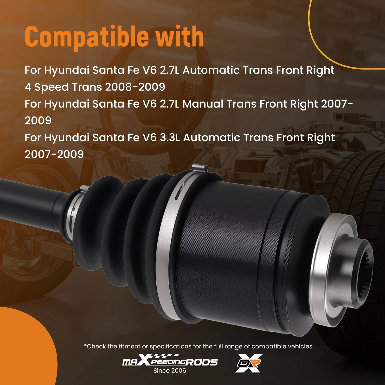 Front Passenger Side CV Axle Shaft for Hyundai Santa Fe (2007-2009)