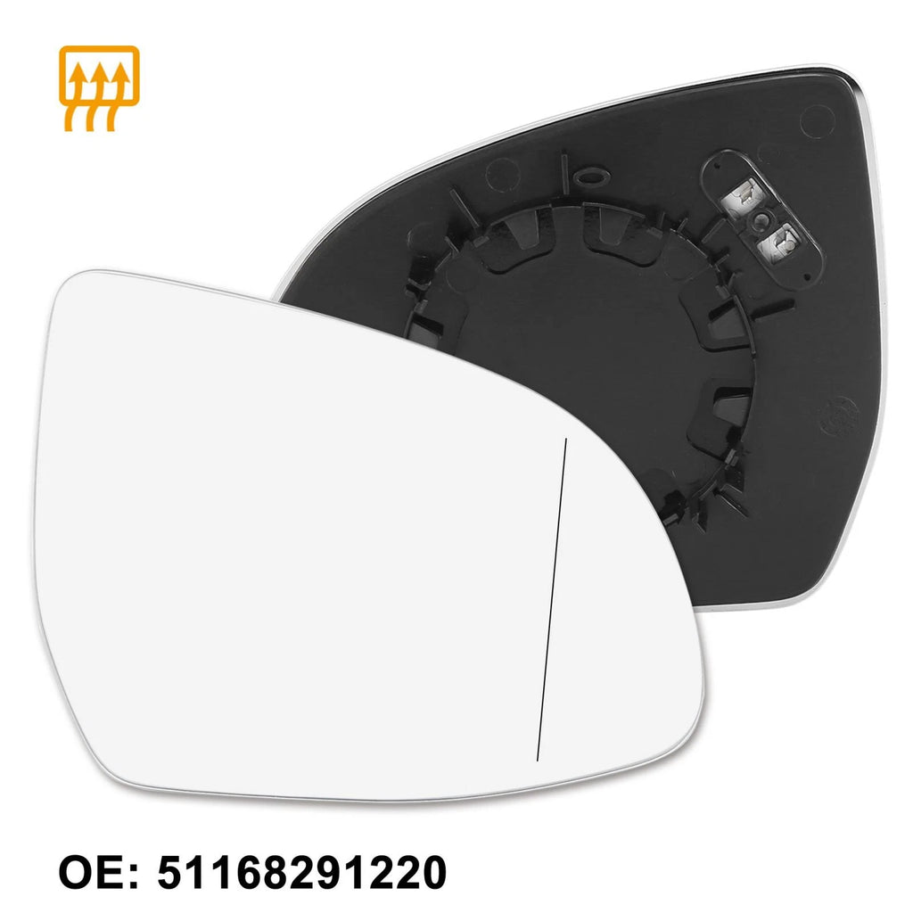 Heated Right Rearview Mirror Glass with Backing Plate 51168291220 for BMW X5 (2000–2006)