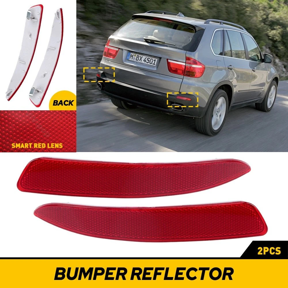 Set of 2 Red Bumper Rear Reflectors for BMW X5 E70 LCI (2007–2013)