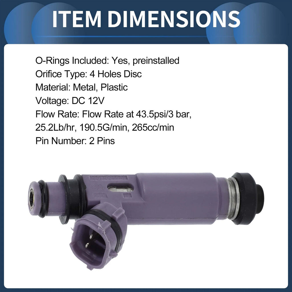 Fuel Injector No.BP6D-13-250A for Mazda Miata (2001–2005) 1.8L Purple