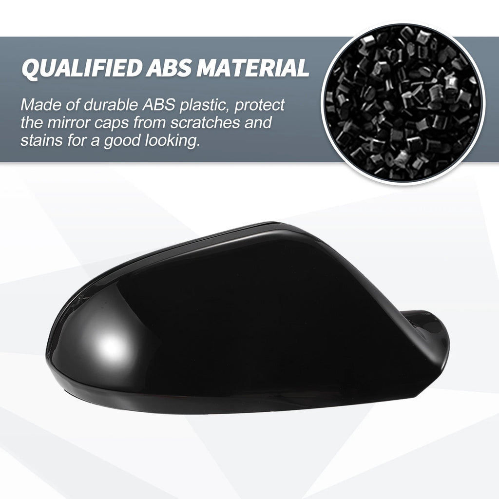 Pair Rearview Mirror Cover Cap Gloss Black for Audi A6 S6 RS6 C7 (2011–2018)