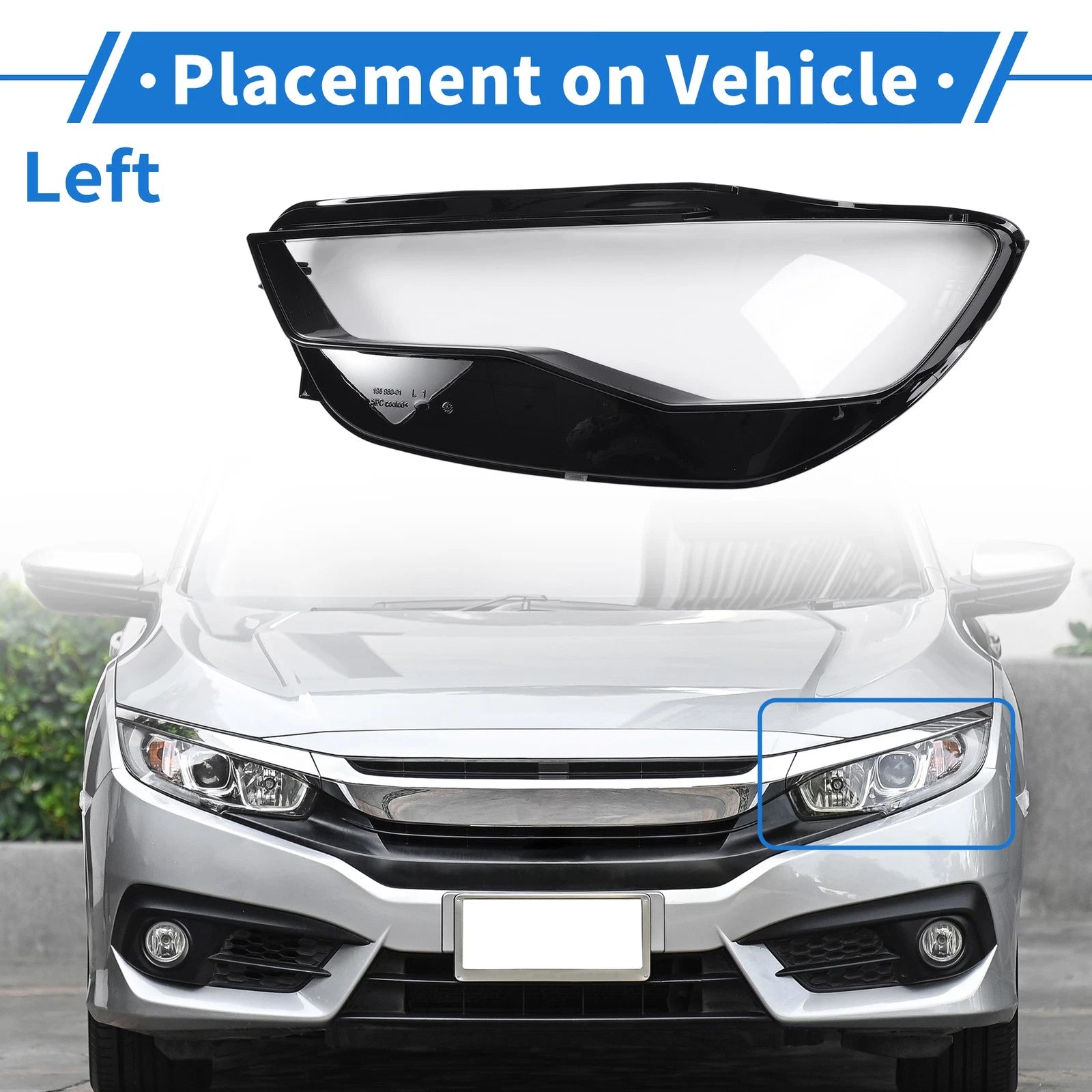 1 Pc Headlight Lens Cover for Audi A6 (2016–2018) Black