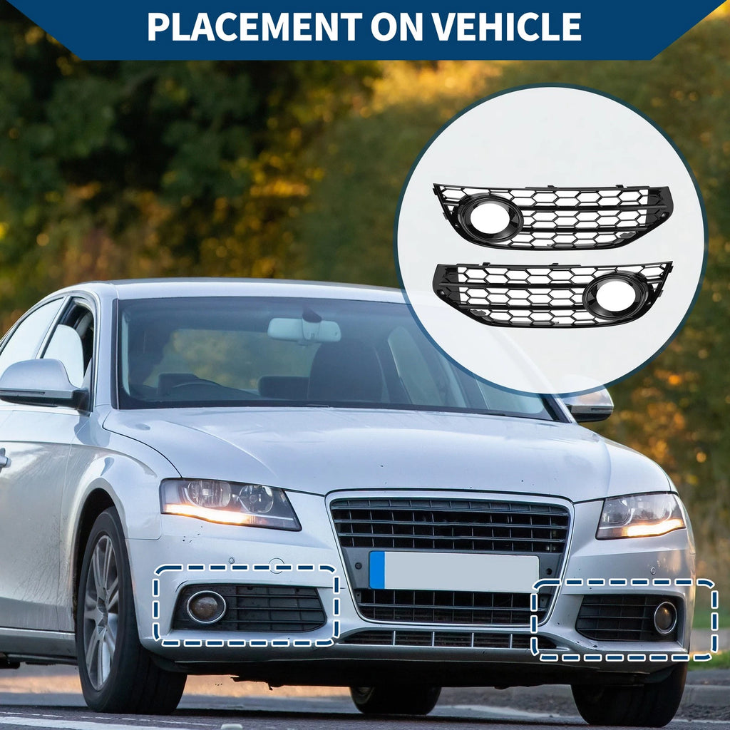 1 Pair Fog Light Grills for Audi A4 B8 (2009–2015) No. 8K0807681J/8K0807682J