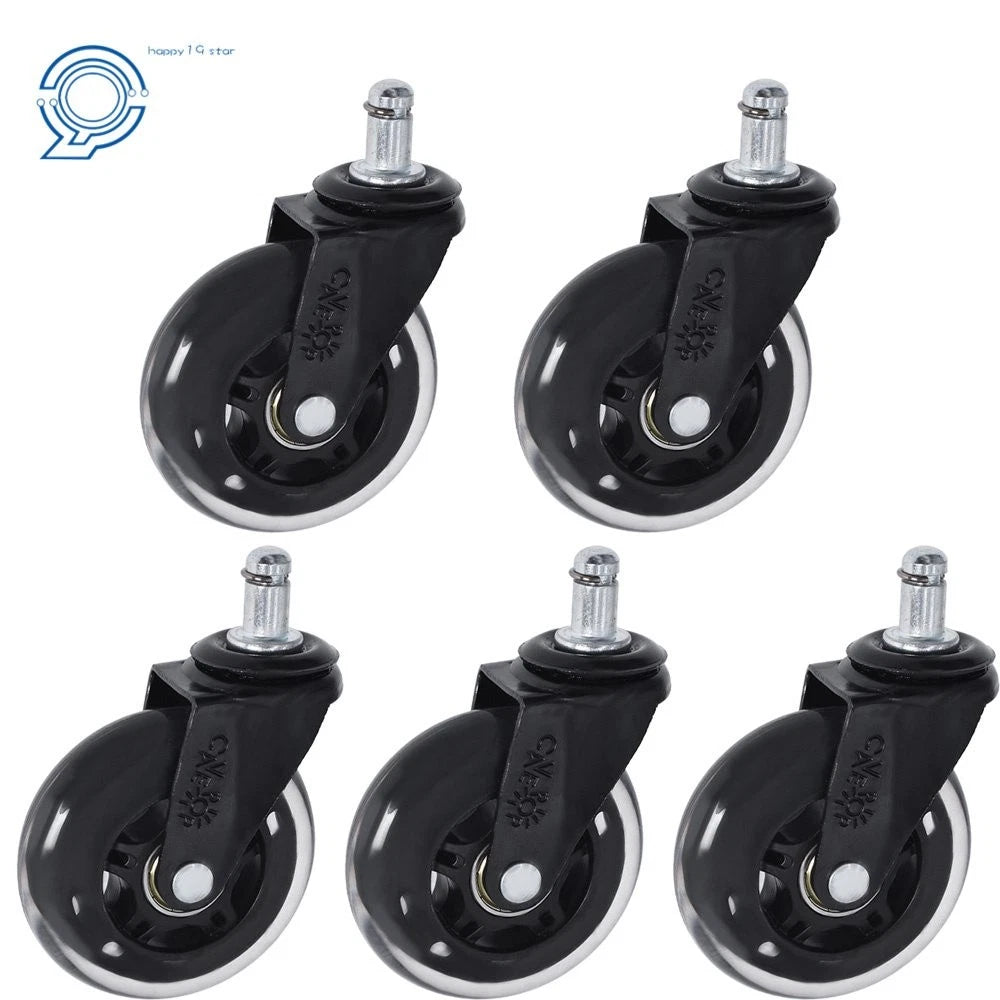 Set of 5 Rubber Swivel Wheels for Office Chair