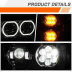 Full LED Halo Ring Projector Headlights for Peterbilt 359 379 389 (1981–2021)