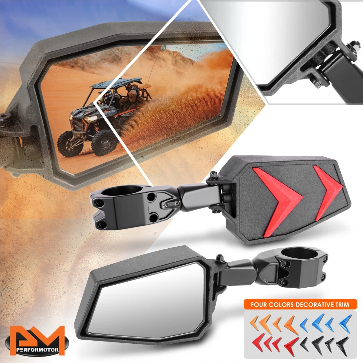 Universal UTV Side View Mirrors with Clamp for Roll Cage