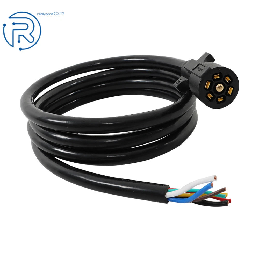 7-Pin 7-Way Trailer Cable Cord Wire Harness Plug Connector for RV Truck (6-16FT)