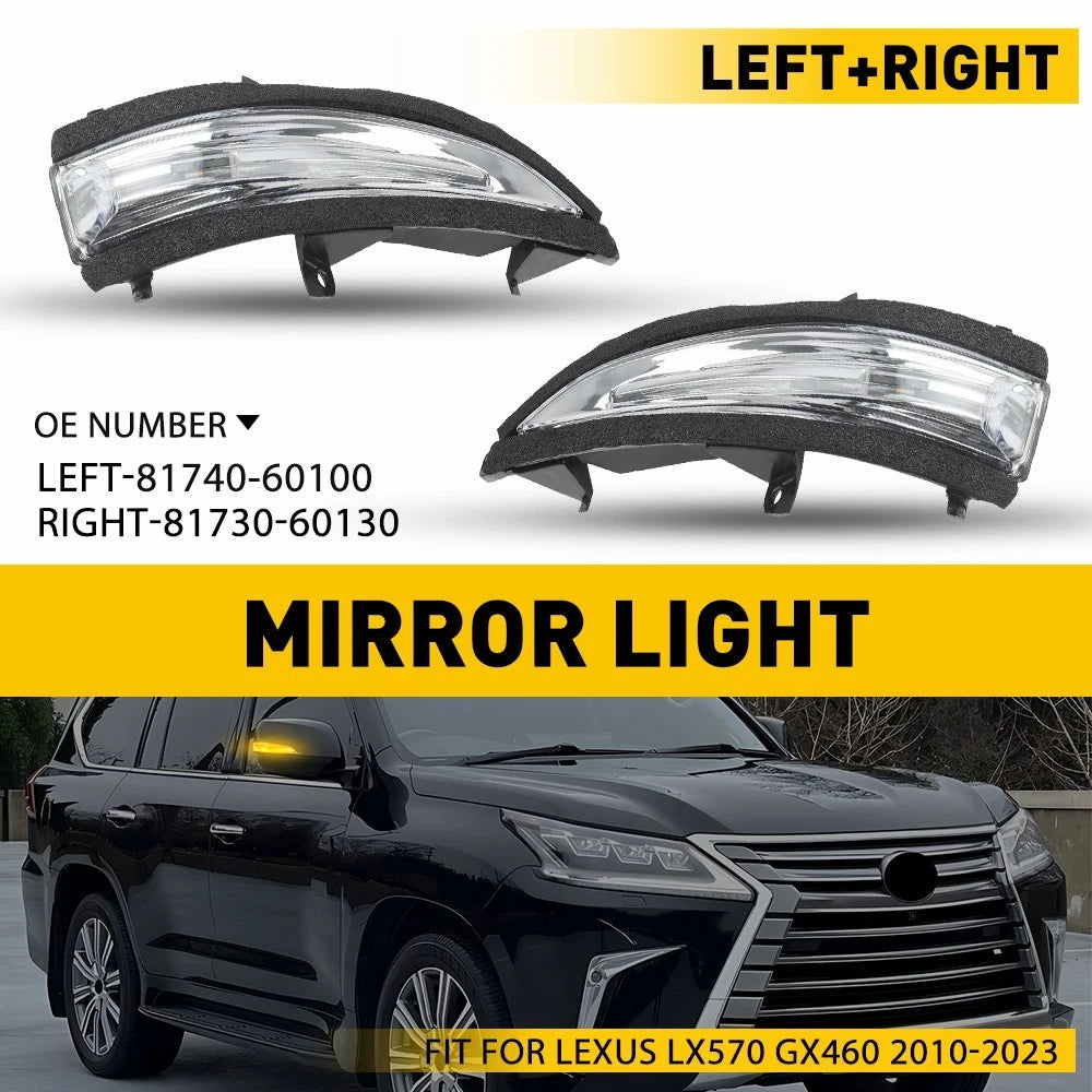 2X Amber LED Side Mirror Indicator Signal Light for Lexus LX570 GX460 (2010–2023)