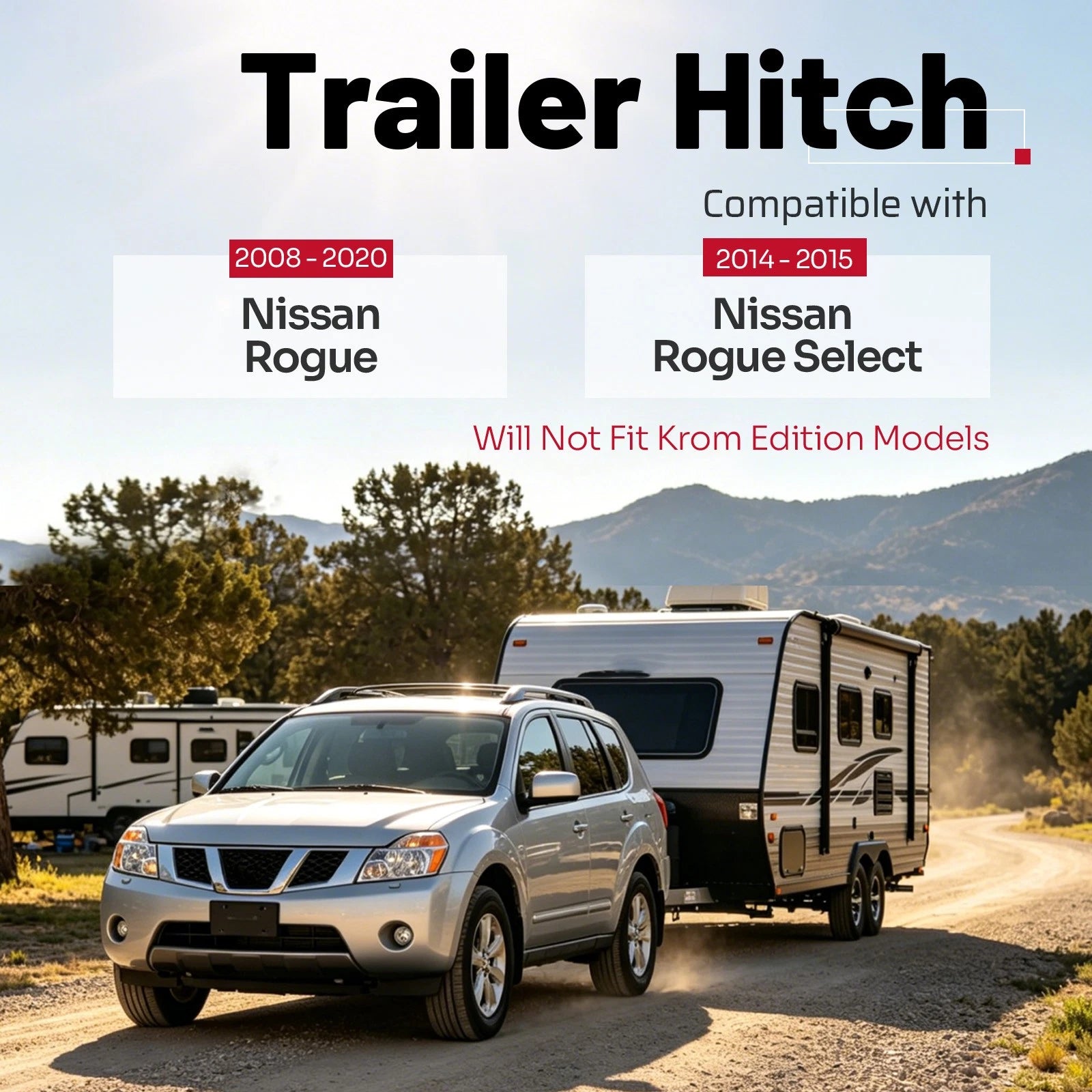 2" Trailer Hitch Receiver for Nissan Rogue (2008–2020) Rogue Select (2014–2015)