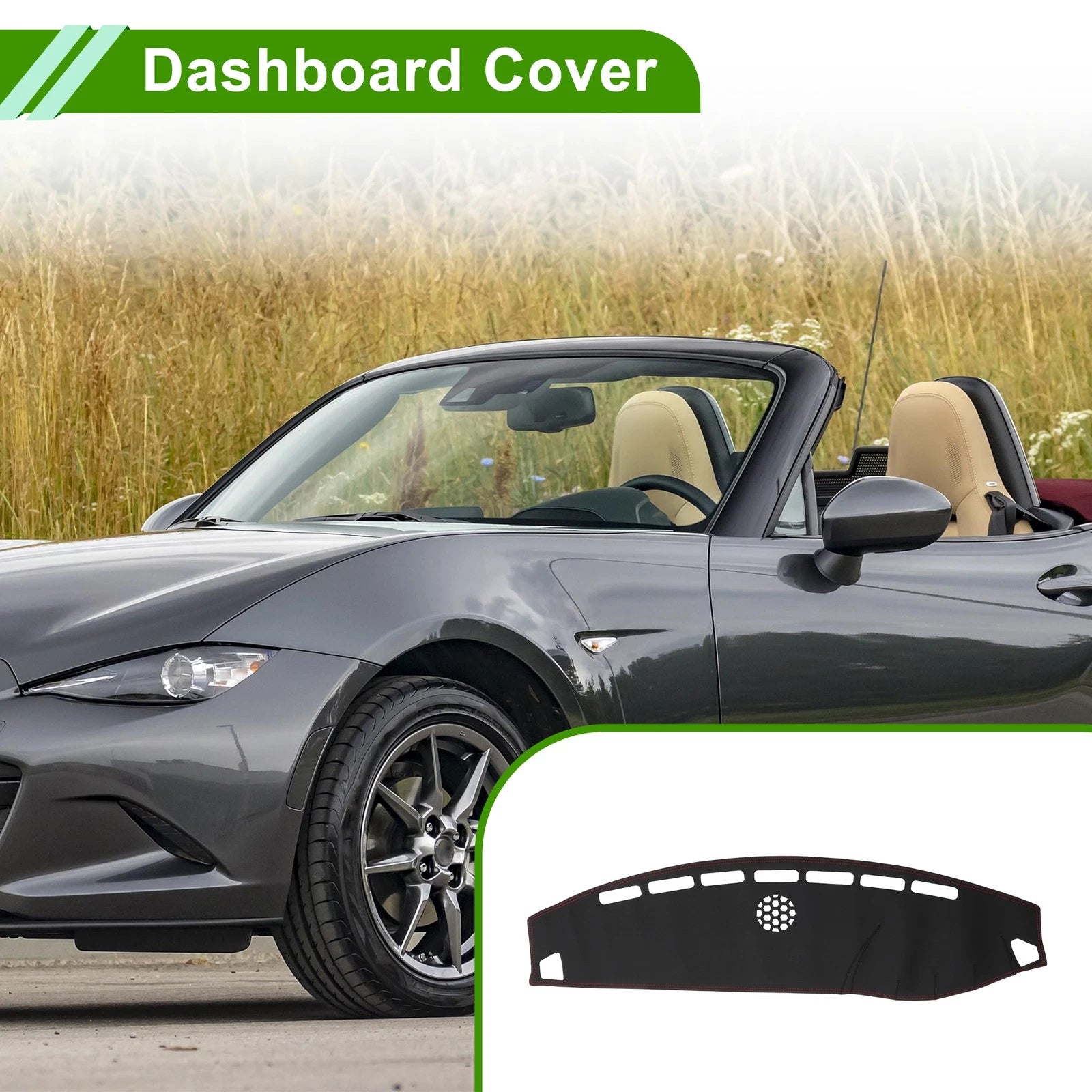 Dashboard Cover for Mazda MX-5 NC (2005–2015) Faux Leather Black Red