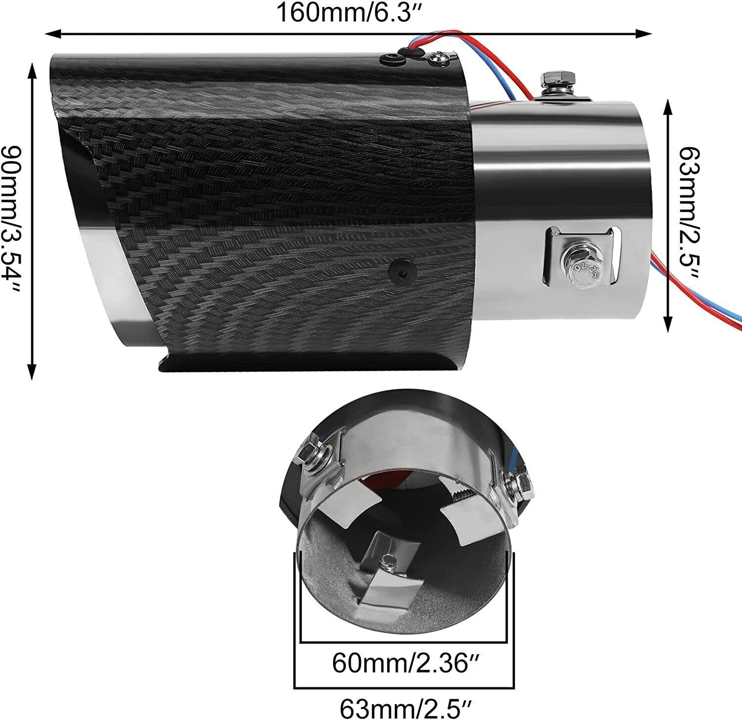 LED Luminous Muffler Tip Tail Pipe for Universal Cars (Carbon Fiber)