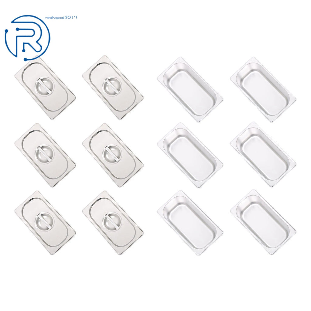 Set of 6 Non-Stick Hotel Pans 1/3 4" Deep for Kitchen Utensils