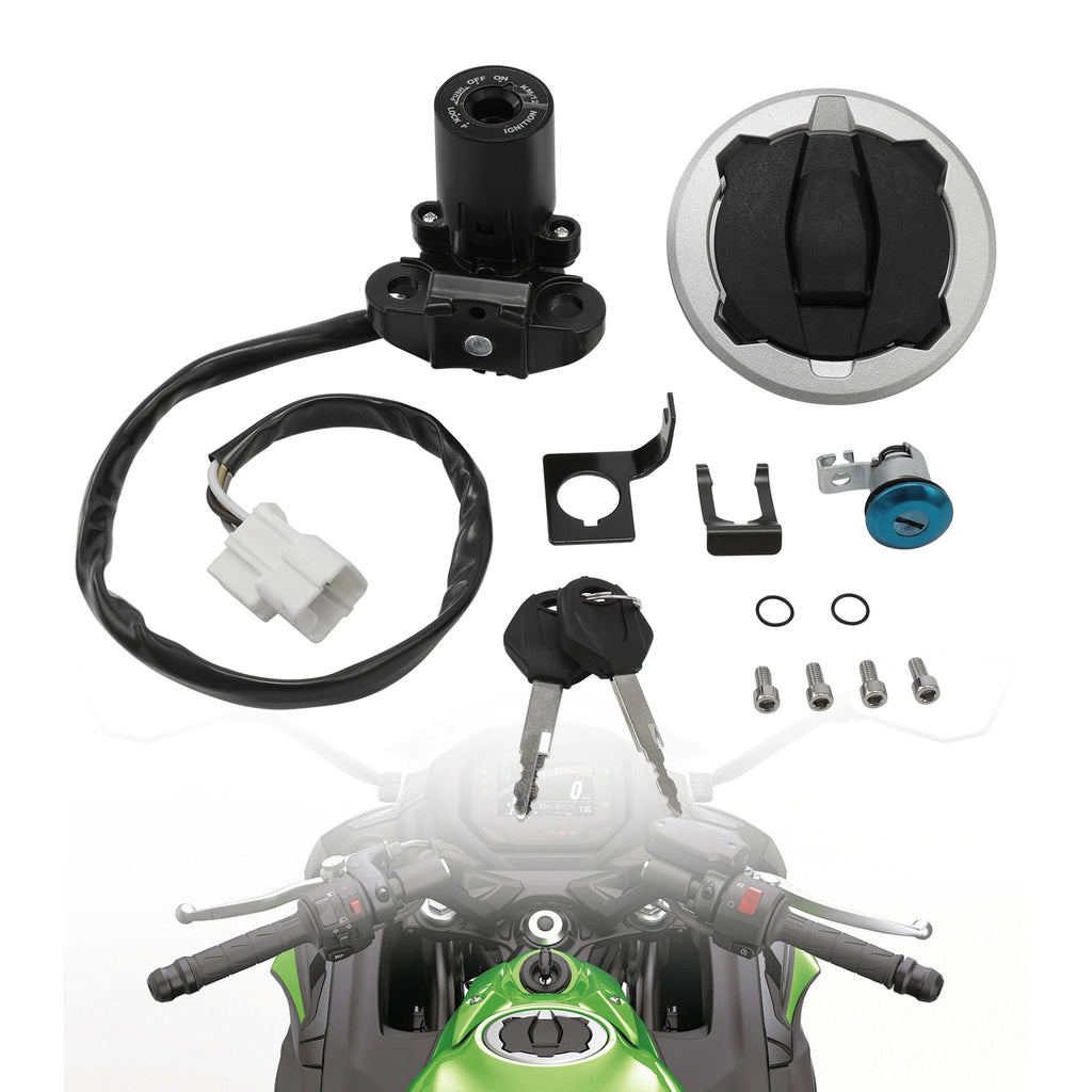 Fuel Gas Cap Ignition Switch Lock Key Set for Kawasaki Ninja 650 (2017–2023)