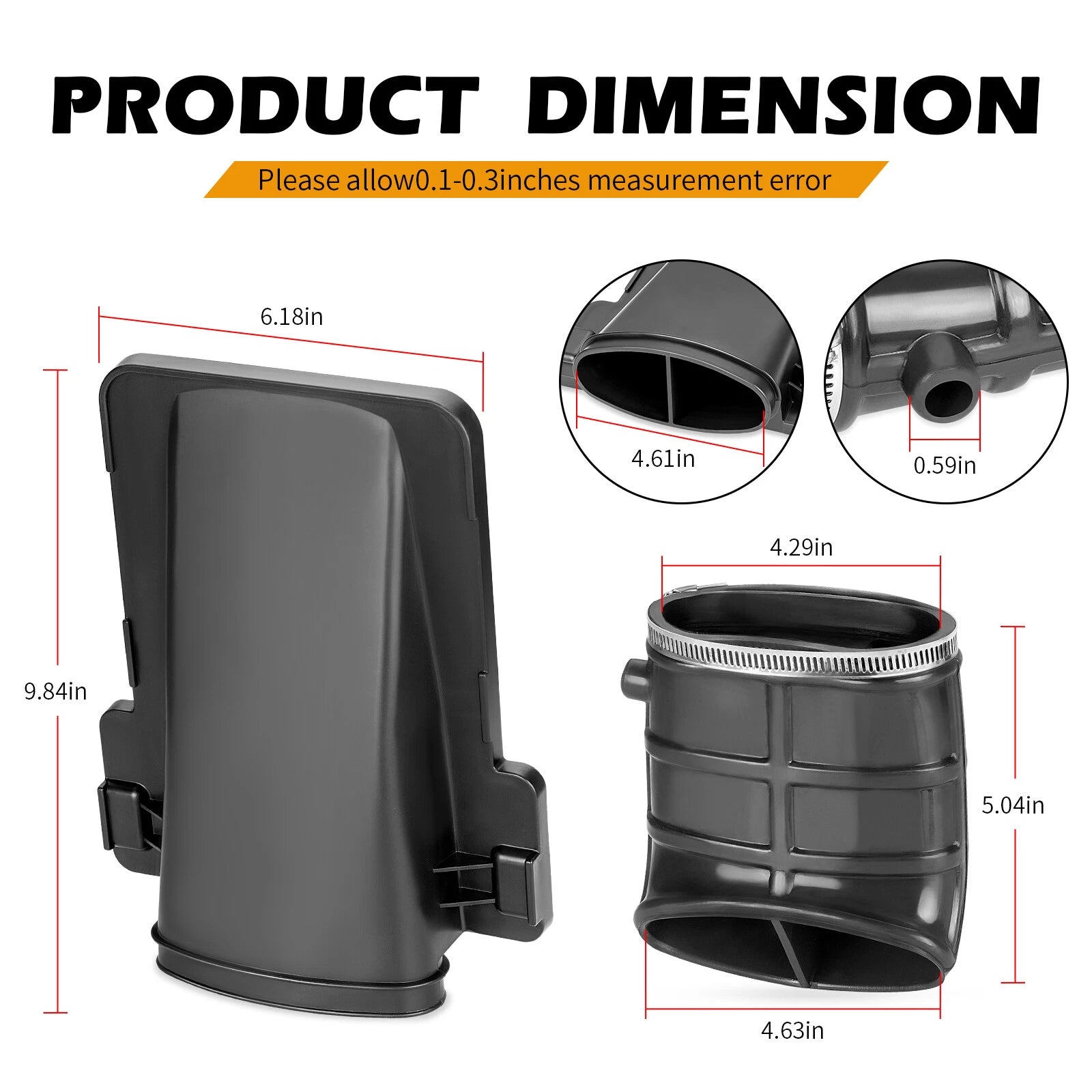 Air Box Cover Lid & Duct & Elbow Pipe for Yamaha Raptor 660R (2001–2005)