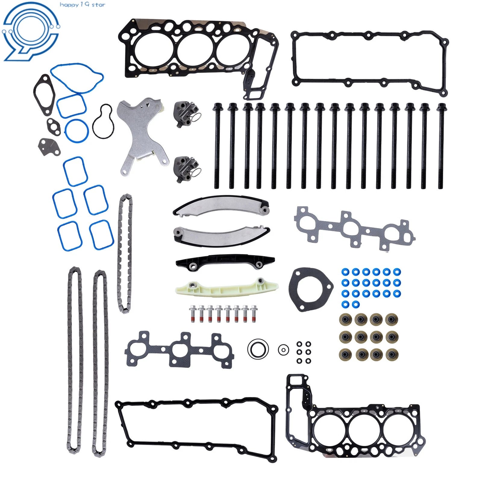 Timing Chain Kit & Head Gasket Bolt Set for Dodge Ram 1500 Jeep Liberty (2002–2005)