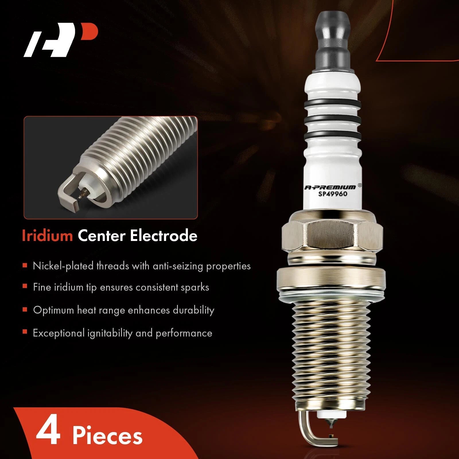 Set of 4 Iridium Platinum Spark Plugs for Toyota Corolla (2000â2008)