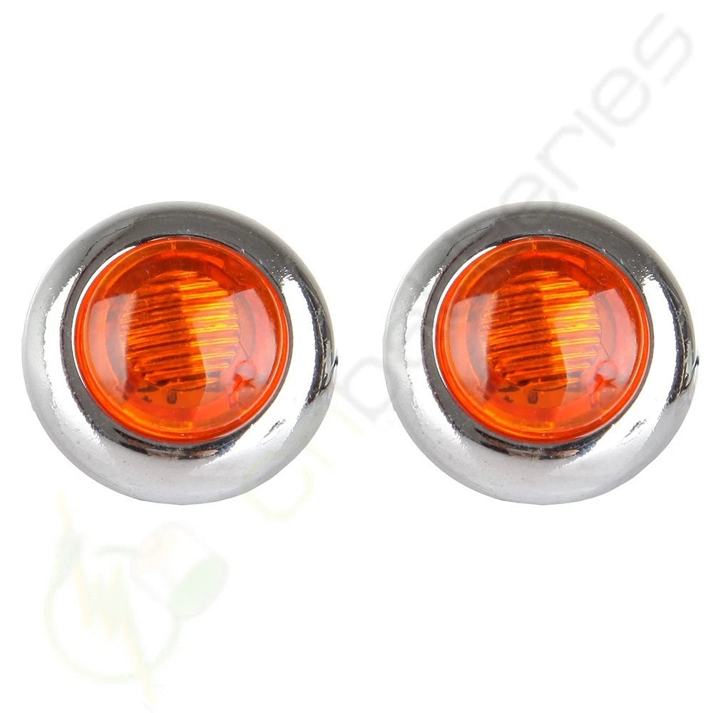 Set of 10 Trailer Side Marker Bullet Lights for Trucks - Amber, Chrome Bezel